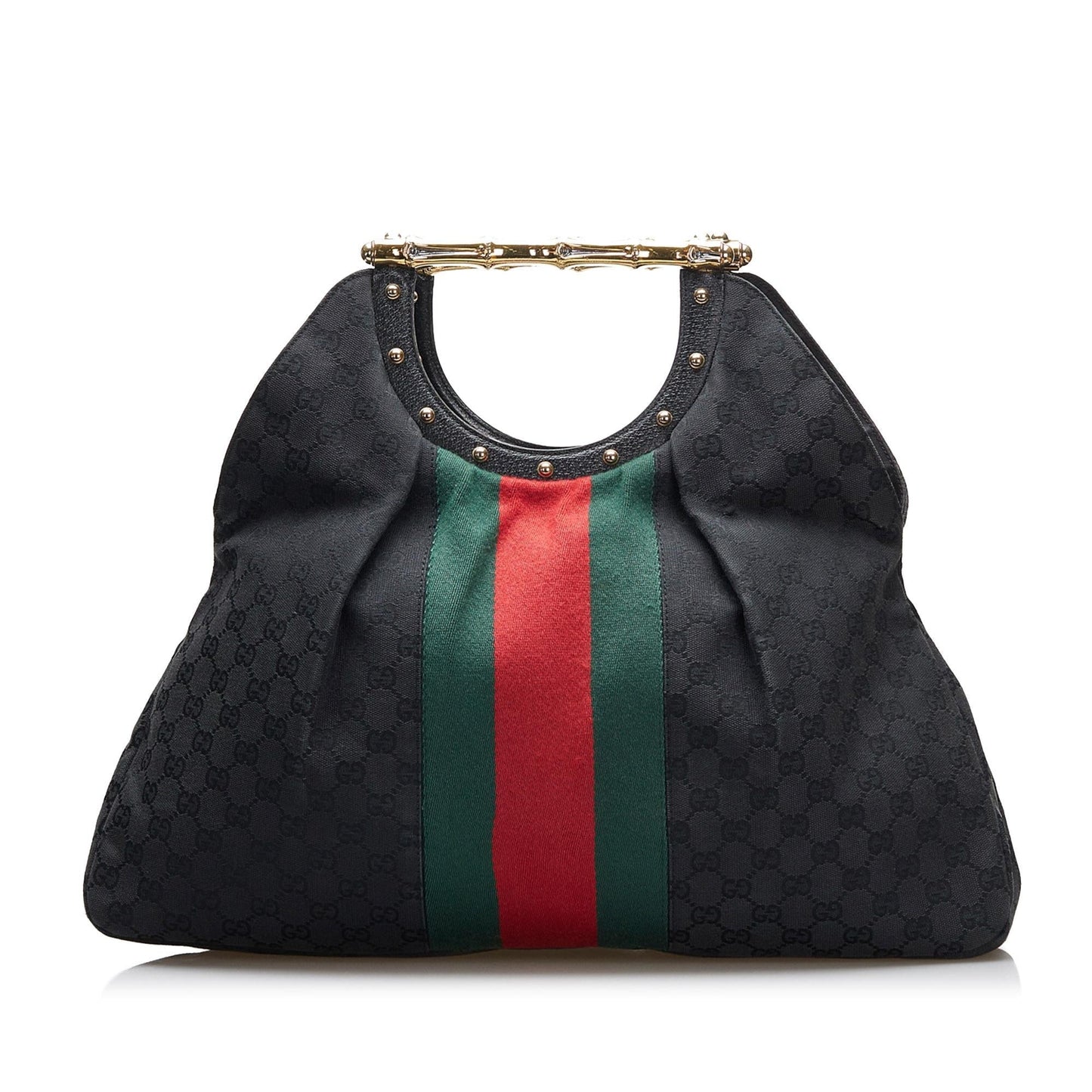 Gucci GG Canvas Web Metal Bamboo Tote (XlBfM7)