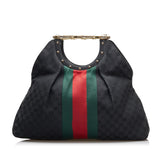 Gucci GG Canvas Web Metal Bamboo Tote (XlBfM7)