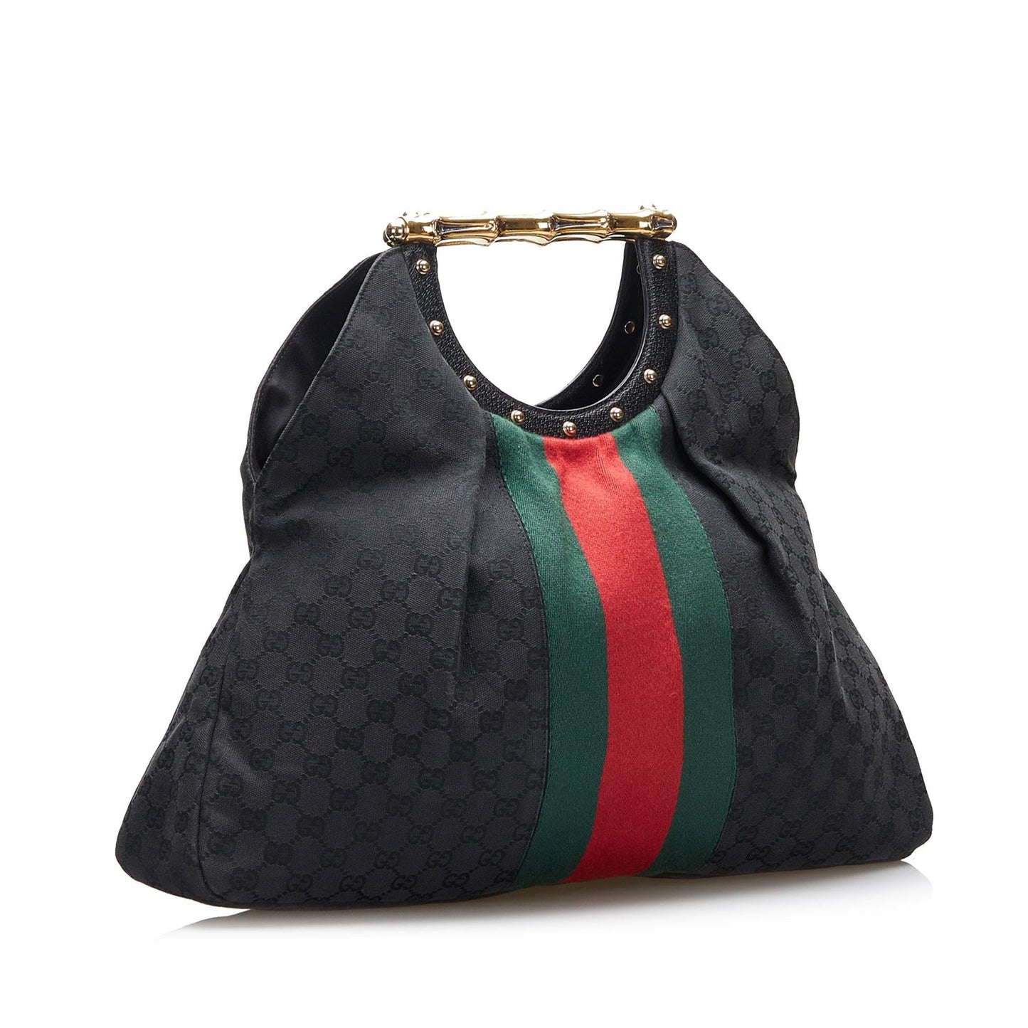 Gucci GG Canvas Web Metal Bamboo Tote (XlBfM7)