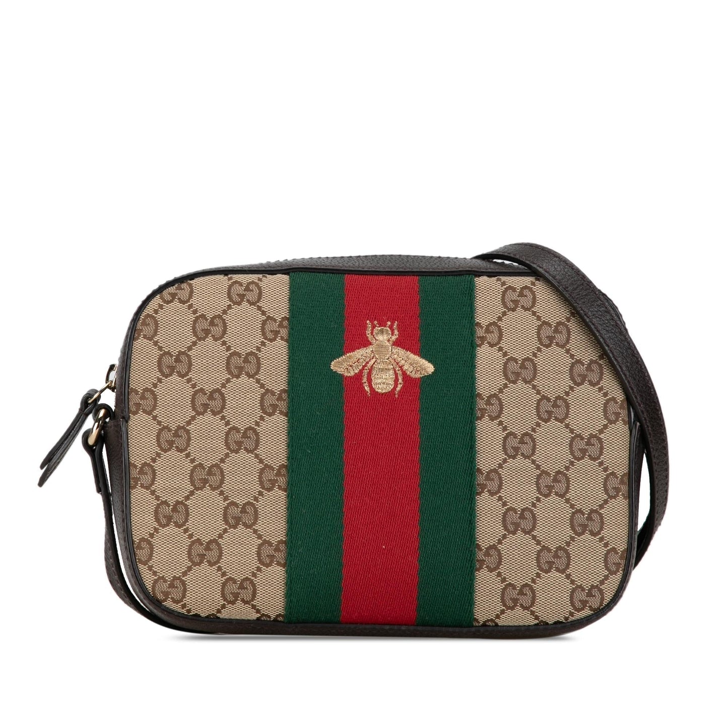 Gucci GG Canvas Webby Bee Crossbody (5e2Nmh)