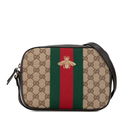 Gucci GG Canvas Webby Bee Crossbody (5e2Nmh)