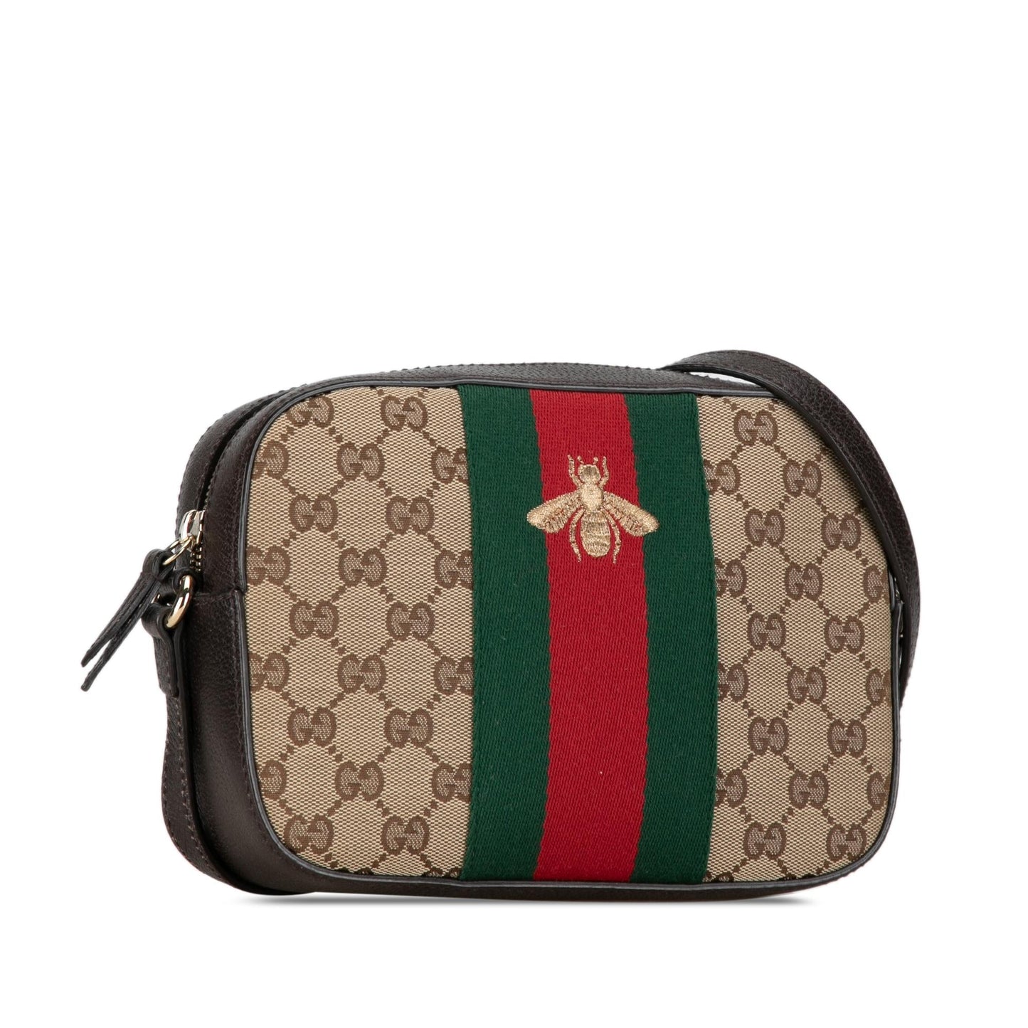 Gucci GG Canvas Webby Bee Crossbody (5e2Nmh)