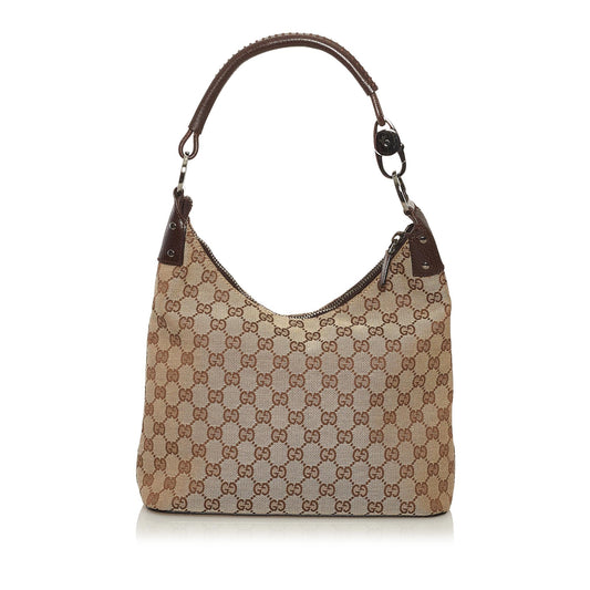 Gucci GG Cavas Ring Handle Zip Shoulder Bag (34838)
