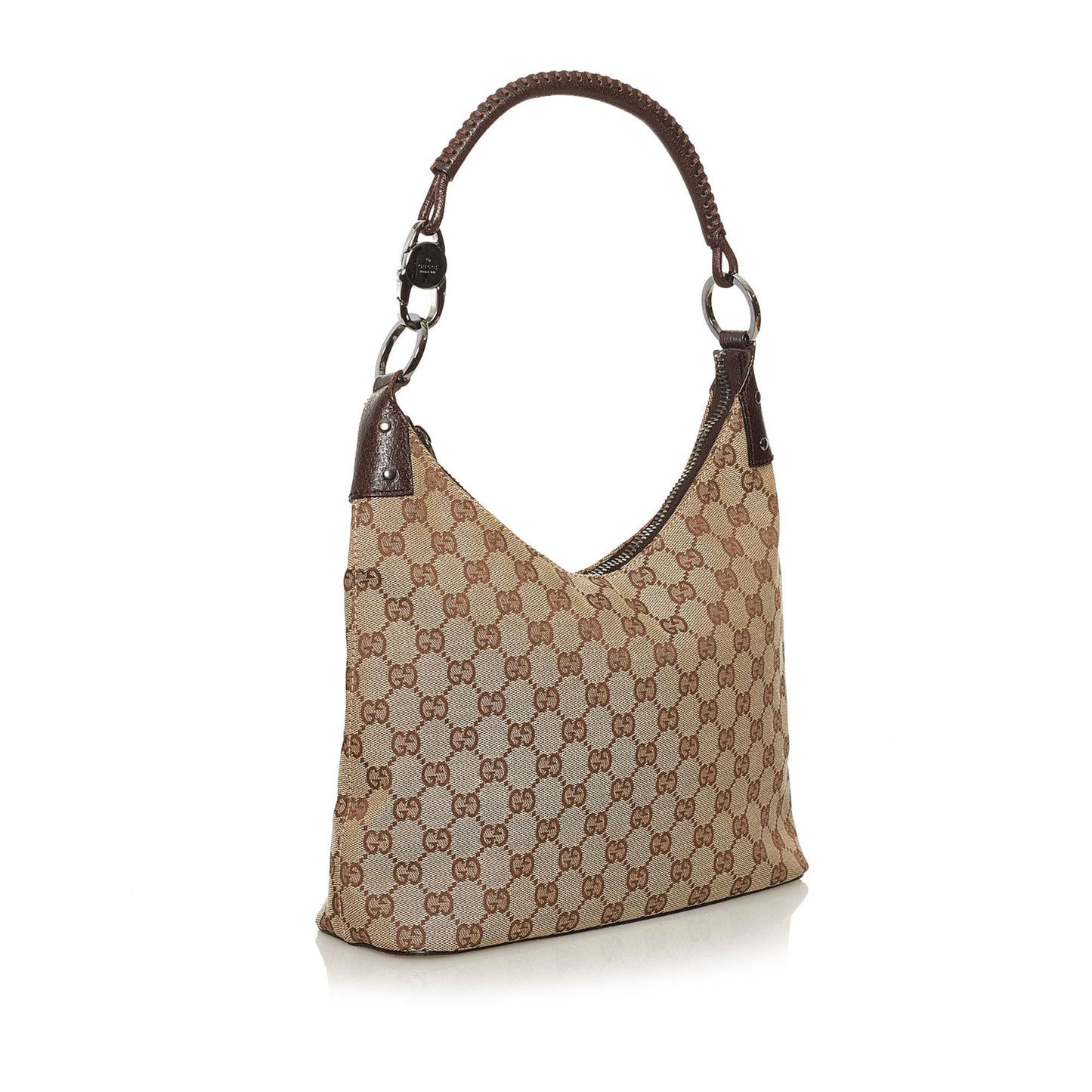 Gucci GG Cavas Ring Handle Zip Shoulder Bag (34838)