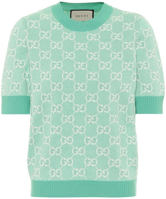 GUCCI GG COTTON WOOL BLEND PIQUET TOP