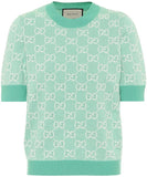 GUCCI GG COTTON WOOL BLEND PIQUET TOP