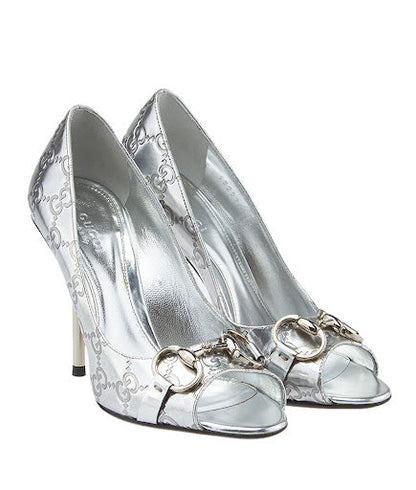 GUCCI GG Guccissima Horsebit Peep-Toe Pumps