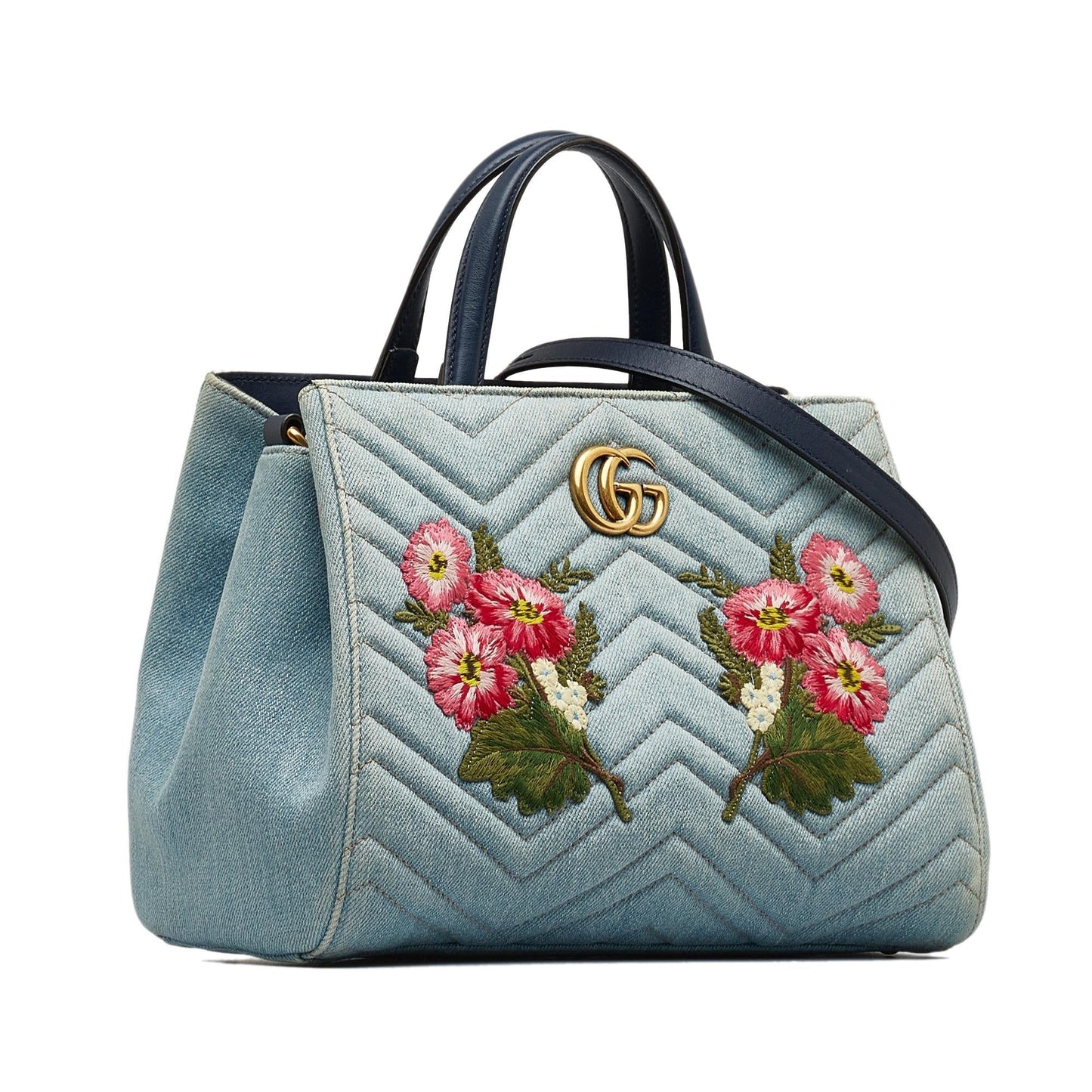 Gucci GG Marmont Denim Satchel (i403pj)