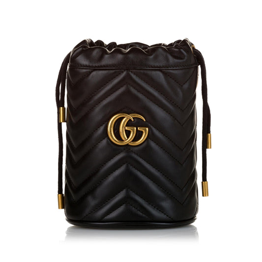 Gucci GG Marmont Leather Chain Bucket Bag (33456)