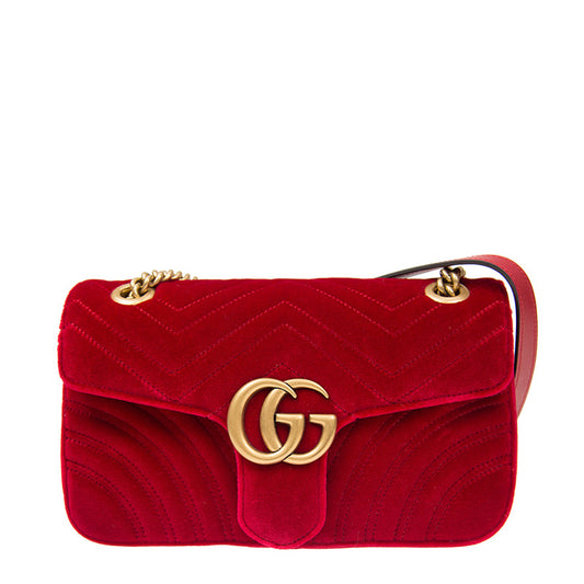 GUCCI GG MARMONT SMALL MATELASSE VELVET SHOULDER BAG