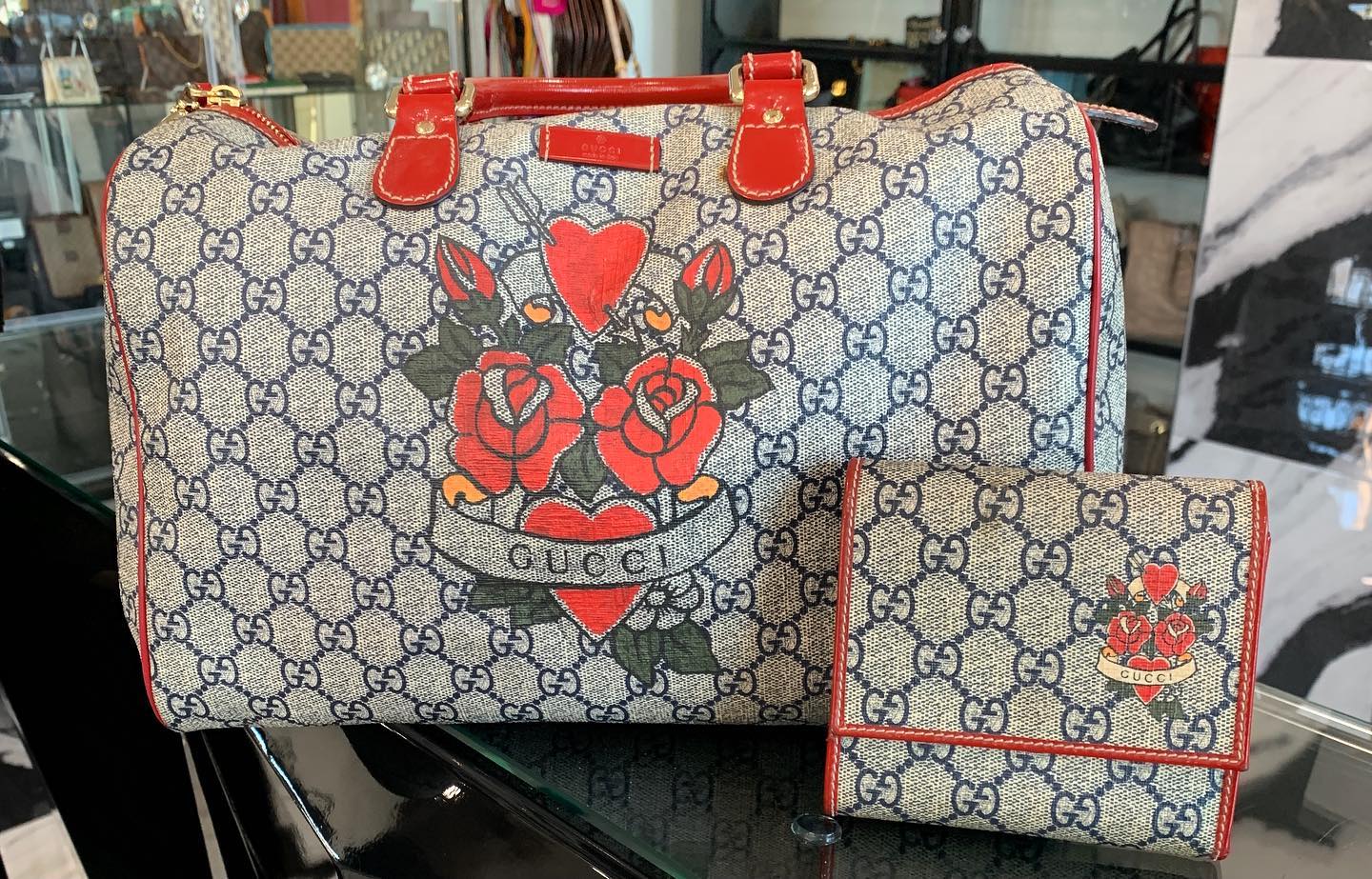 Gucci   GG Plus Tattoo Hearts And Roses Wallet