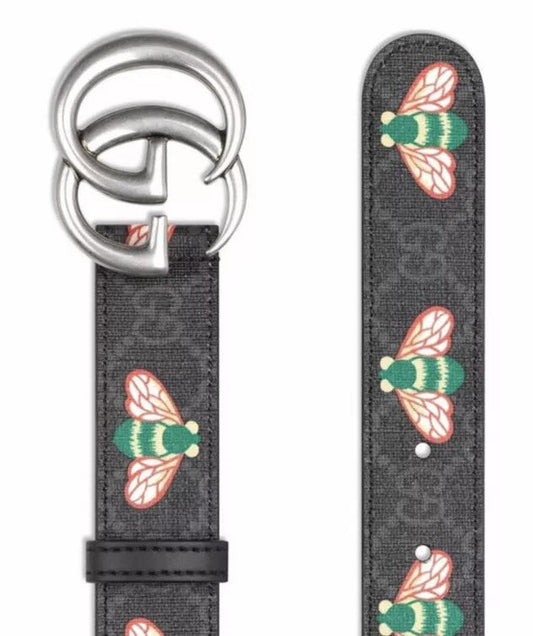 GUCCI GG SUPREME UNISEX BEE LEATHER BELT