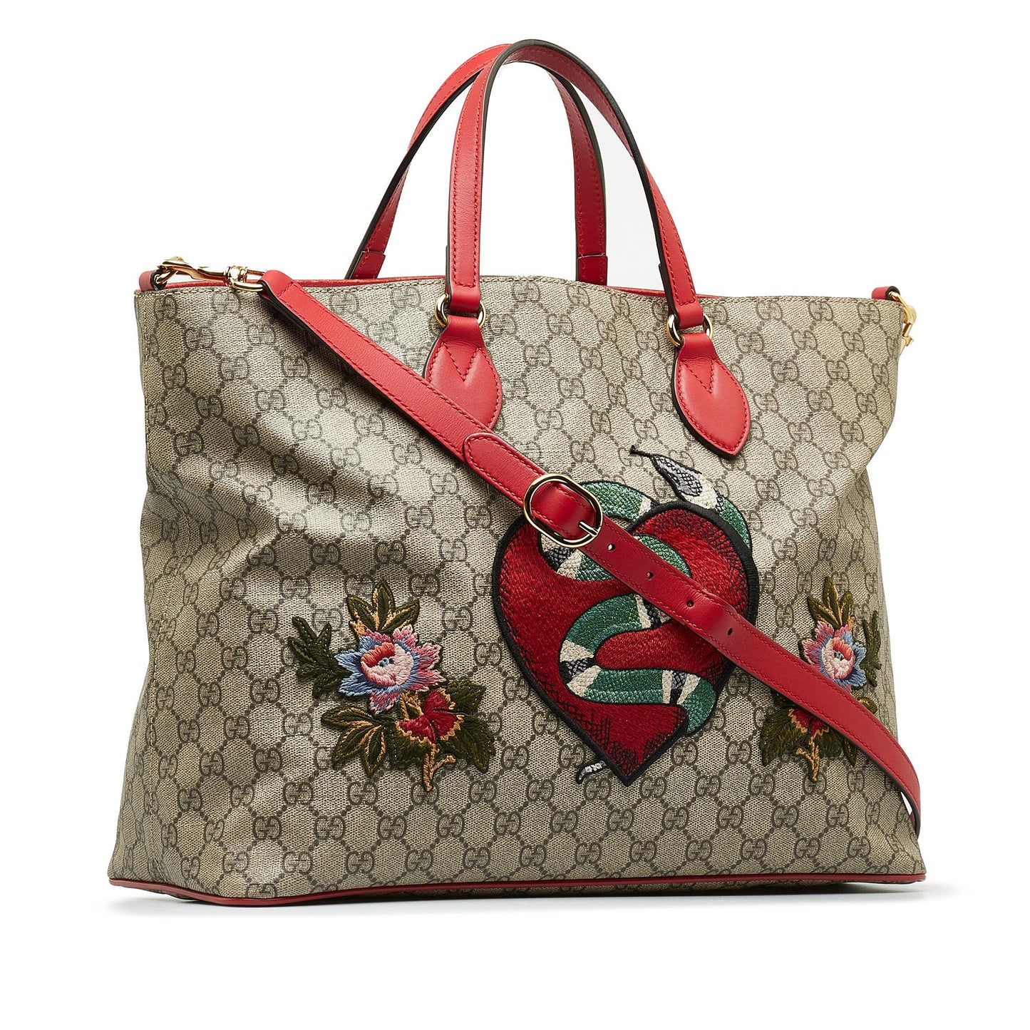 Gucci GG Supreme Embroidered Kingsnake Heart Shopper Bag (9XIapj)