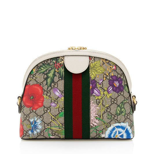 Gucci GG Supreme Flora Ophidia Dome Small Shoulder Bag (SHF-y1K6pl)