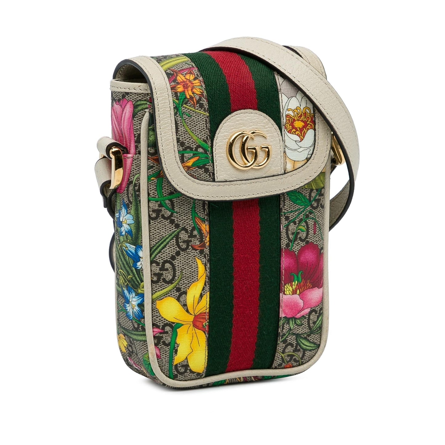 Gucci GG Supreme Flora Ophidia Phone Crossbody Bag (QjvveC)