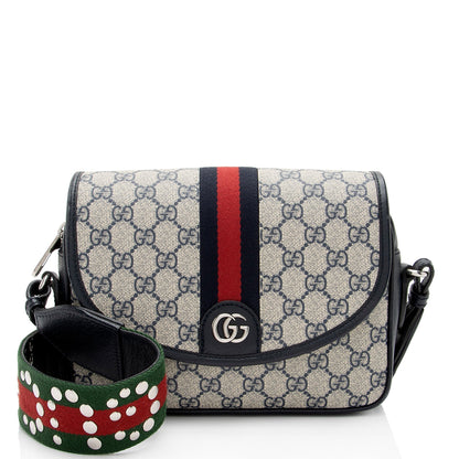 Gucci GG Supreme Ophidia Studded Web Flap Small Messenger (SHF-PTZrcp)