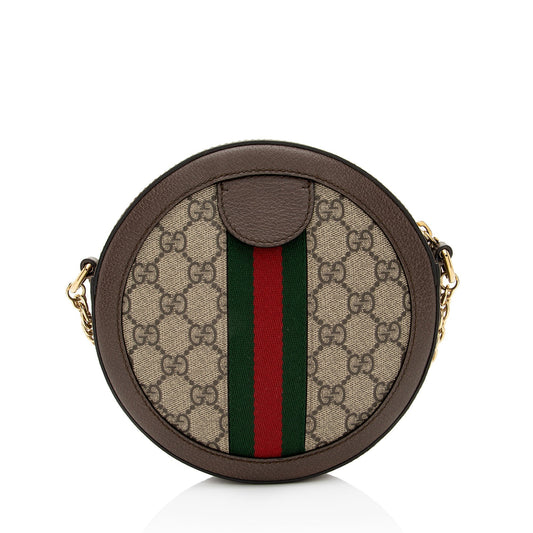 Gucci GG Supreme Ophidia Round Mini Shoulder Bag (SHF-8LEeSa)