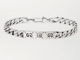 GUCCI GHOST ENGRAVED STERLING SILVER ID BRACELET