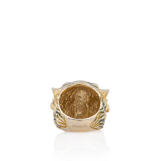 Gucci Gold Crystal Embellished Tiger Head Ring (SHF-18547)