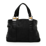Gucci Grained Leather Bamboo Bar Medium Tote (SHF-19935)
