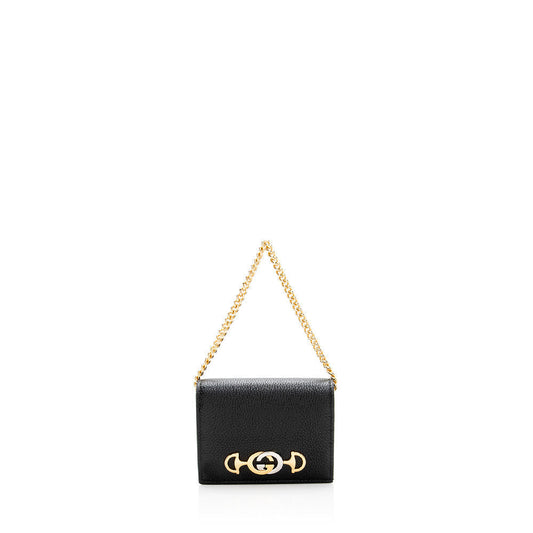Gucci Grained Leather Zumi Card Case Chain Bag (SHF-19272)