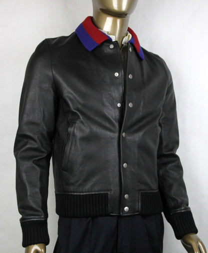GUCCI GRAINY LEATHER BOMBER JACKET