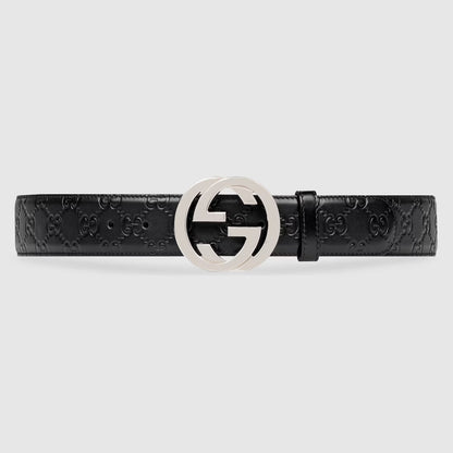 GUCCI GUCCISSIMA INTERLOCKING G LEATHER BELT