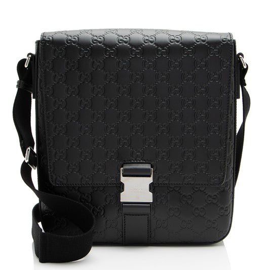 Gucci Guccissima Leather Buckle Messenger (SHF-hZFpSA)