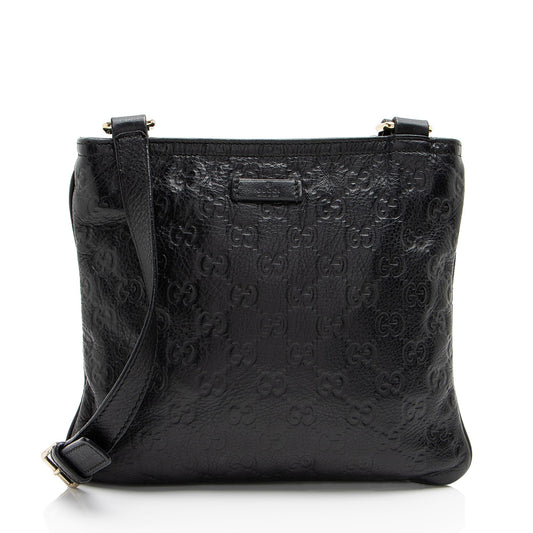 Gucci Guccissima Leather Flat Messenger (SHF-b6Jy3q)