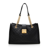 Gucci Guccissima Leather Padlock Chain Medium Shoulder Bag (SHF-21910)