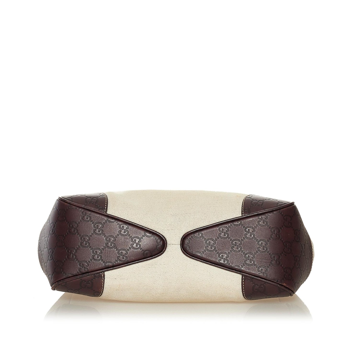 Gucci Guccissima-Trimmed Canvas Colbert Wooden Handle Shoulder Bag (34854)