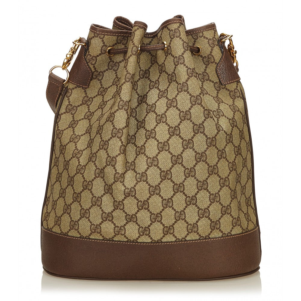 GUCCI   GUCCISSIMA WEB DRAWSTRING BUCKET BAG
