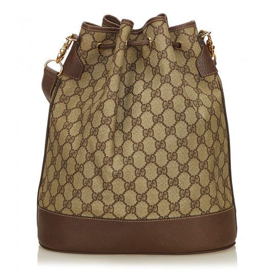 GUCCI   GUCCISSIMA WEB DRAWSTRING BUCKET BAG