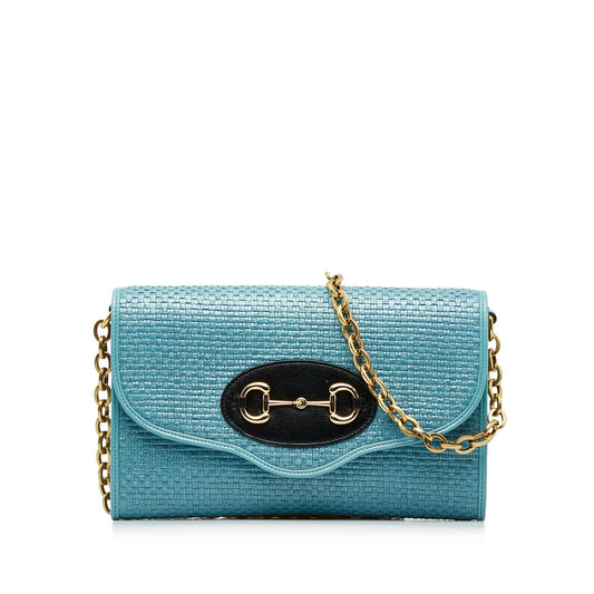 Gucci Horsebit 1955 Raffia Chain Bag (4v9ib8)