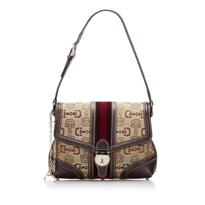 Gucci Horsebit Canvas Web Treasure Shoulder Bag (DaSmAf)