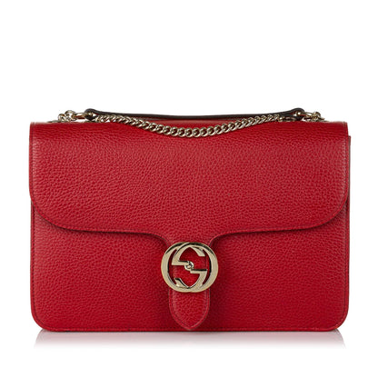 Gucci Interlocking G Chain Leather Crossbody Bag (32642)