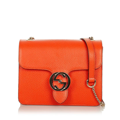 Gucci Interlocking G Chain Leather Crossbody Bag (37320)