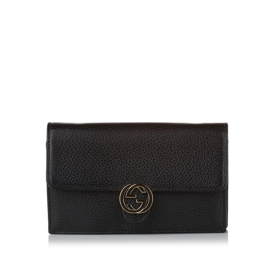 Gucci Interlocking G Chain Leather Wallet on Chain (31579)