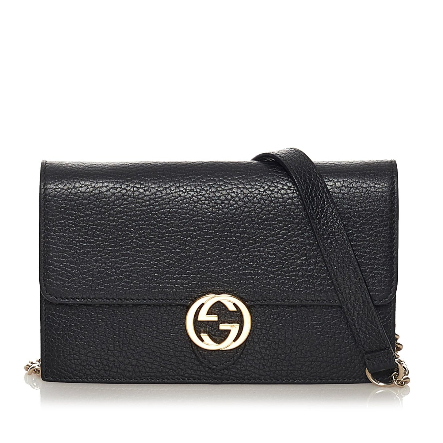 Gucci Interlocking G Chain Leather Wallet on Chain (33833)
