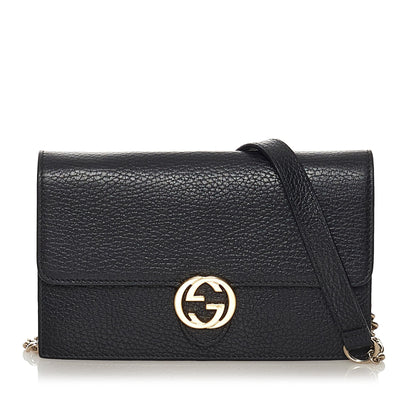 Gucci Interlocking G Chain Leather Wallet on Chain (33833)