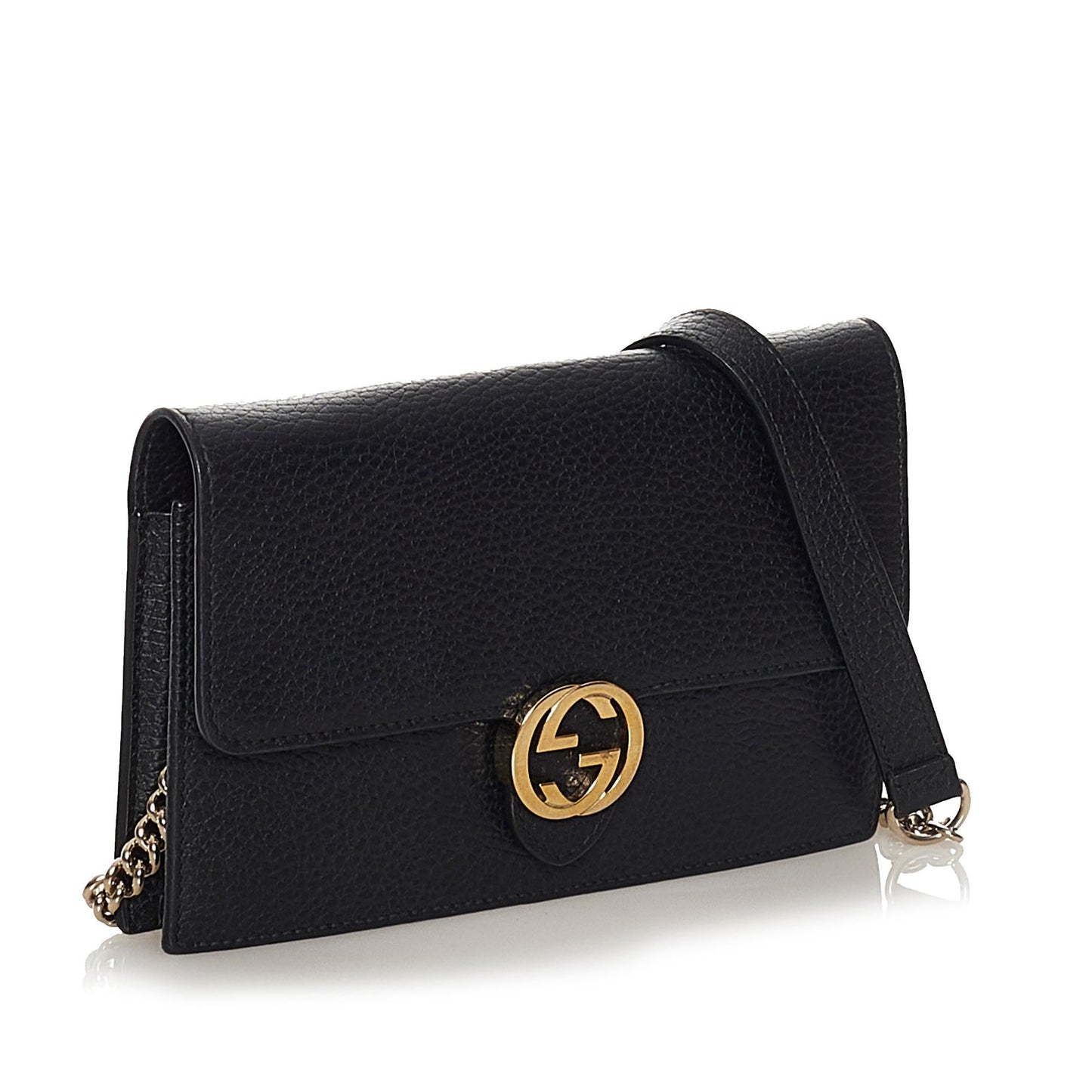 Gucci Interlocking G Chain Leather Wallet on Chain (33833)
