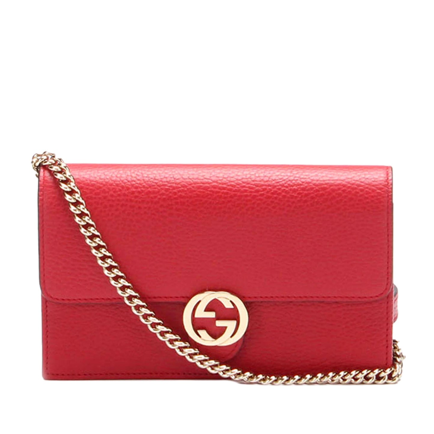 Gucci Interlocking G Chain Leather Wallet on Chain (Y5MFig)