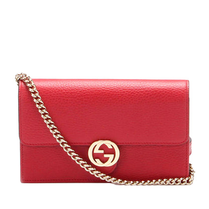Gucci Interlocking G Chain Leather Wallet on Chain (Y5MFig)