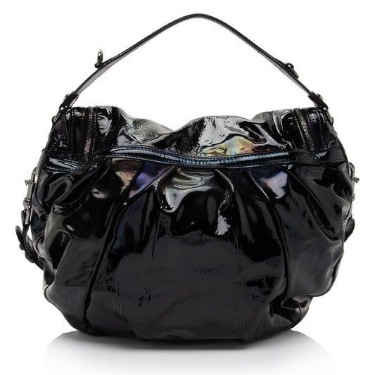 Gucci Iridescent Patent Leather Icon Bit Hobo (SHF-lmJOkR)