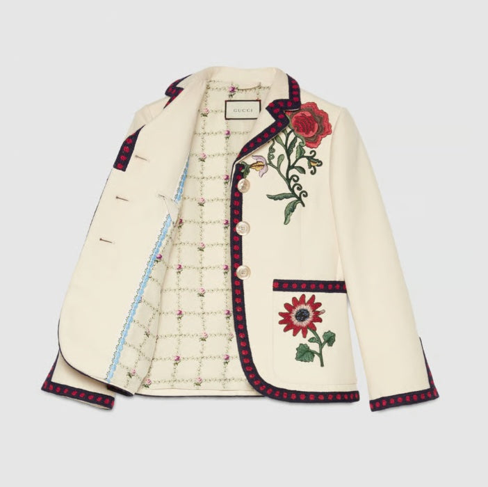 GUCCI FLORAL EMBROIDERED BLAZER AND TRO RS SUIT