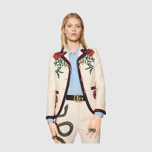 GUCCI FLORAL EMBROIDERED BLAZER AND TRO RS SUIT
