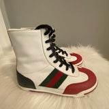 GUCCI KIDS ACE LEATHER HIGH TOP SNEAKERS