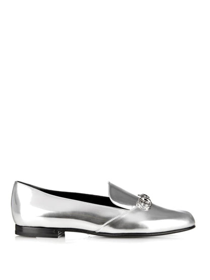 GUCCI METALLIC SILVER HORSEBIT LOAFERS