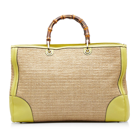 Gucci Large Bamboo Raffia Satchel (xxZMBj)
