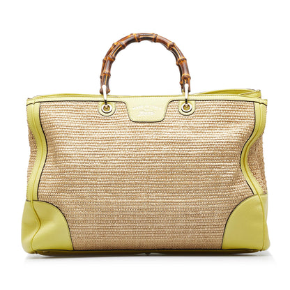 Gucci Large Bamboo Raffia Satchel (xxZMBj)